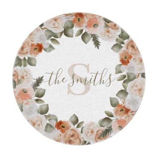 Planche à découper florale monogramme (Devant)