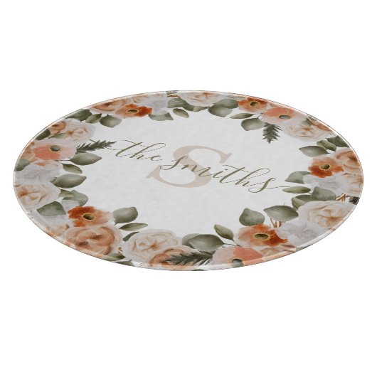 Planche à découper florale monogrammée (Coin)