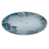 Planche à découper florale ornée bleue (Coin)