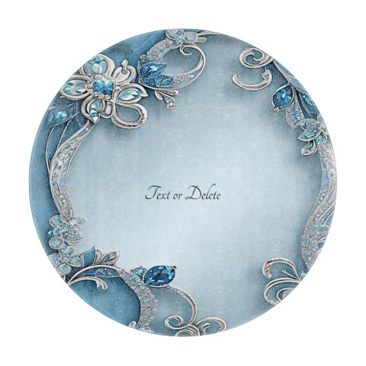 Planche à découper florale ornée bleue (Devant)