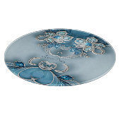 Planche à découper florale ornée bleue (Coin)