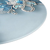 Planche à découper florale ornée bleue (Coin)