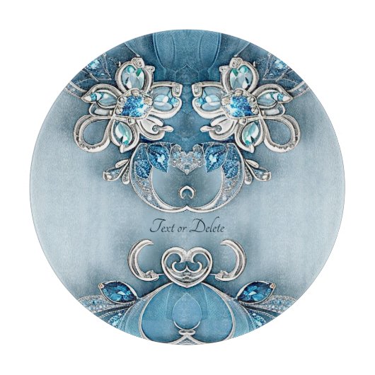 Planche à découper florale ornée bleue (Devant)