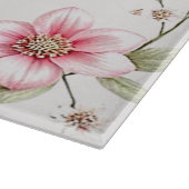 Planche à découper florale rose blanc élégante (Coin)