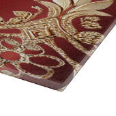 Planche à découper florale rouge or moderne (Coin)