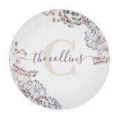 Planche à découper florale séchée avec monogramme (Devant)