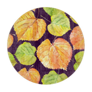 Planche À Découper Floraux d'aquarelle d'automne, motif sans soudure.