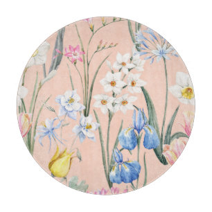 Planche À Découper Floraux d'aquarelle de printemps, papier peint rét