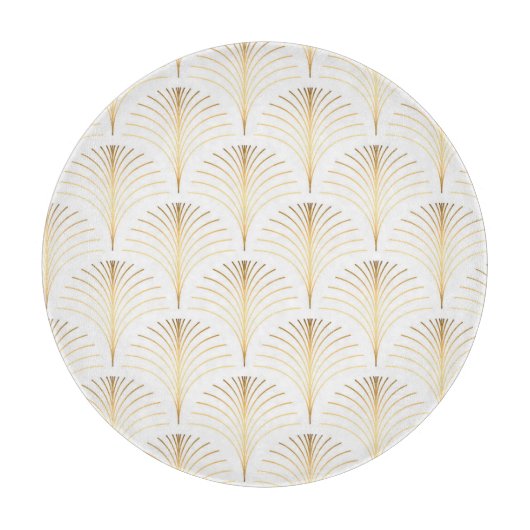 Planche À Découper Flore Art Déco : Elégance Dorée. (Devant)