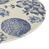 Planche À Découper Flore d'impression florale de fleurs bleues antiqu (Coin)