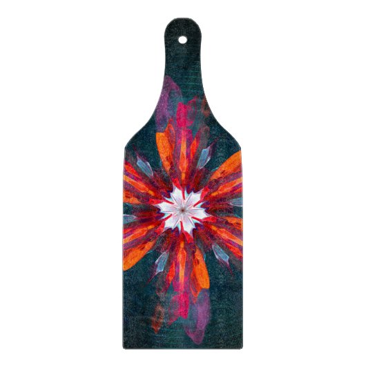 Planche À Découper Flore Mandala Flowers Orange Red Blue Abstract (Devant)