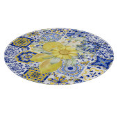 Planche À Découper Flores de mosaïque en bleu et jaune (Coin)