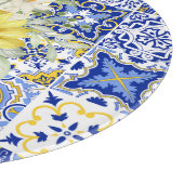 Planche À Découper Flores de mosaïque en bleu et jaune (Coin)