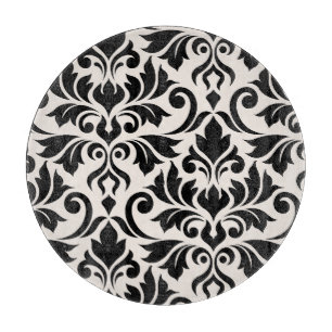 Planche À Découper Flourissant Damask Art I Black on Cream
