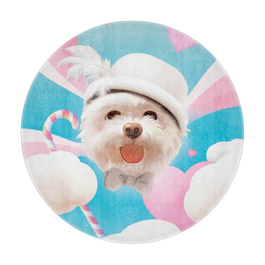 Planche À Découper Fluffy Dog avec Casquette blanc (Devant)