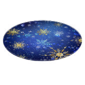 Planche À Découper Fond bleu de Noël avec flocons d'or (Coin)