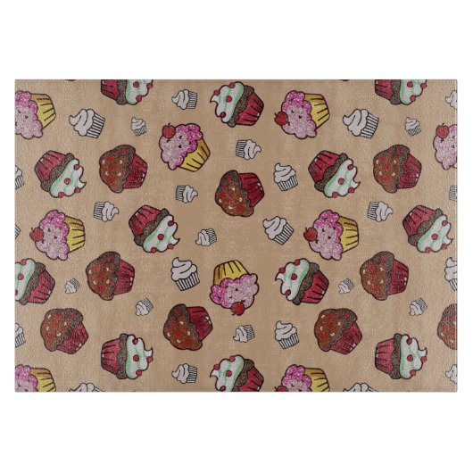 Planche À Découper Fond graphique de cupcakes (Devant)