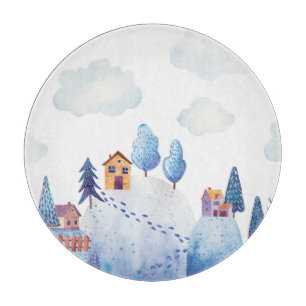 Planche À Découper Forêt d'aquarelle : Illustration du paysage idylli