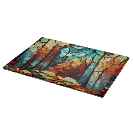 Planche À Découper Forêt d'automne de mosaïque Abstraite (Coin)