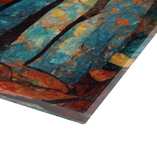 Planche À Découper Forêt d'automne de mosaïque Abstraite (Coin)