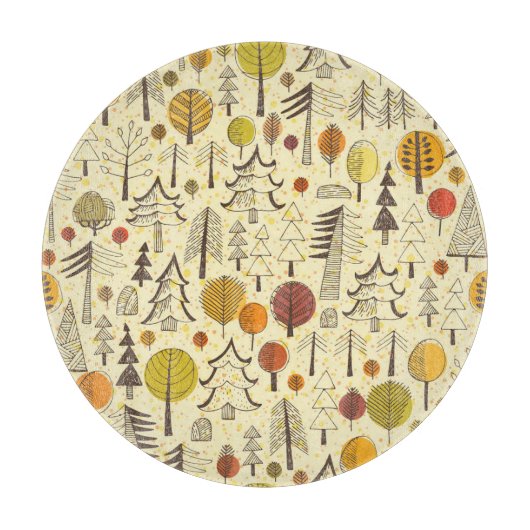 Planche À Découper Forêt d'automne : Motif graphique transparent. (Devant)