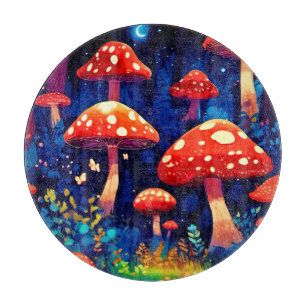 Planche À Découper Forêt de champignons magiques vibrants Art