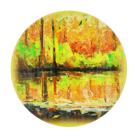 Planche À Découper "Forêt De Marais Vibrante" Belle Peinture. Command (Devant)