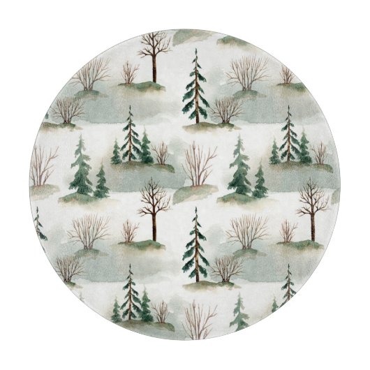 Planche À Découper Forêt d'hiver : Flou vert à main (Devant)