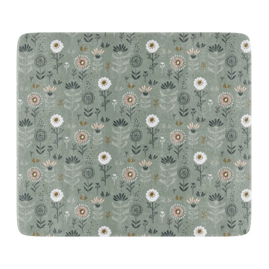 Planche À Découper Forêt Florale Sage Green (Devant)