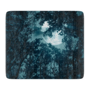 Planche À Découper Forêt nocturne enchanteresse avec Pleine lune