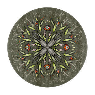 Planche À Découper Forêt sombre Verte Goblincore Champignon Yeux Trip