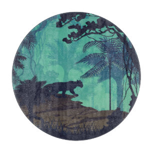 Planche À Découper Forêt tropicale, arrière - plan du soir jaguar.
