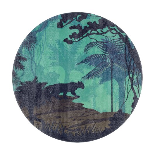 Planche À Découper Forêt tropicale, arrière - plan du soir jaguar. (Devant)