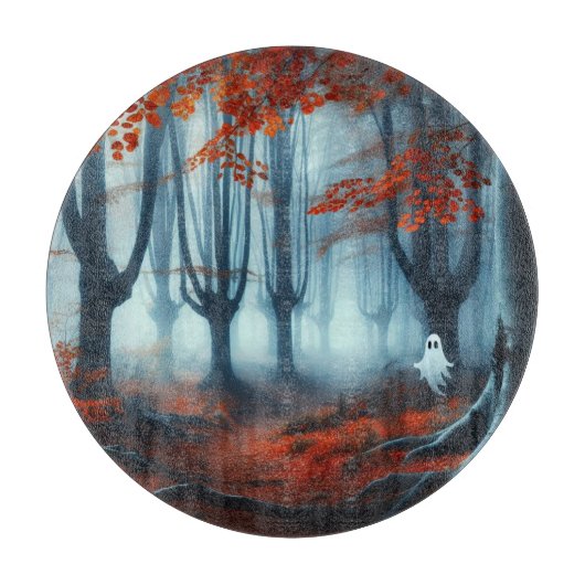 Planche À Découper Forêts éffrayantes d'automne avec un fantôme (Devant)