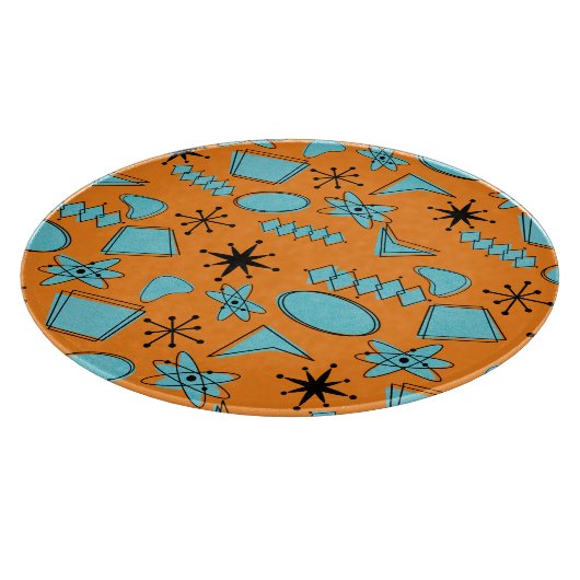 Planche À Découper Formes atomiques MCM Turquoise sur orange (Coin)