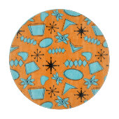 Planche À Découper Formes atomiques MCM Turquoise sur orange (Devant)