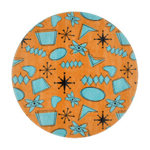 Planche À Découper Formes atomiques MCM Turquoise sur orange