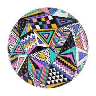 Planche À Découper Formes géométriques rétro : Vintage coloré.