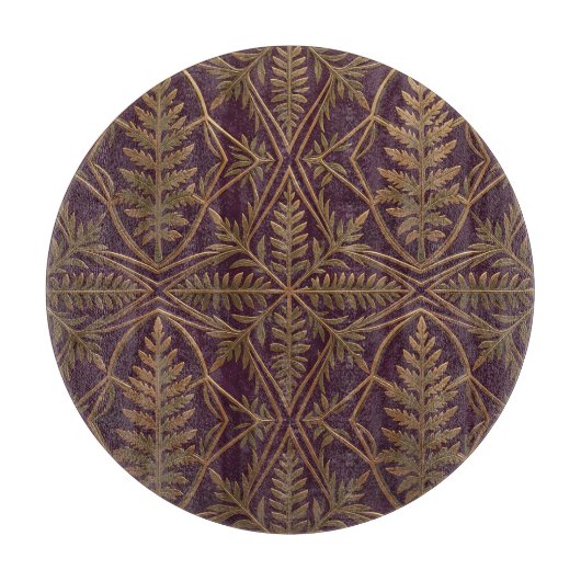 Planche À Découper Fougère dorée Géométrique Ornée Violet (Devant)