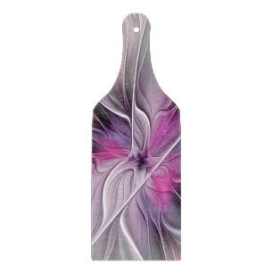 Planche À Découper Fractal Floral Moderne Abstrait Fleur Rose Gris