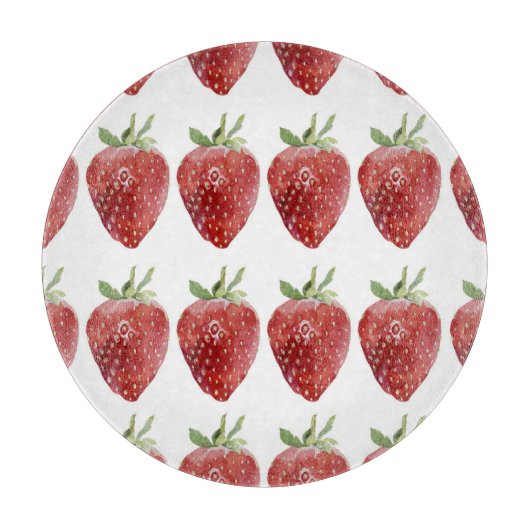 Planche À Découper Fraises d'aquarelle : motif transparent (Devant)
