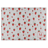 Planche À Découper Fraises et fleurs d'été mignonnes Monogramme (Devant)