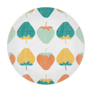Planche À Découper Fraises multicolores : Motif Vintage de fruits.