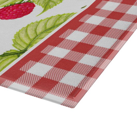 Planche À Découper Framboises sur En vichy rouge (Coin)