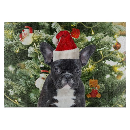 Planche À Découper French Bulldog Arbre de Noël Ornements Snowman (Devant)