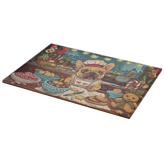 Planche À Découper French Bulldog Holiday Baking : Noël festif (Coin)