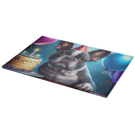 Planche À Découper Frenchie Birthday Bash : Un mignon Bulldog françai (Coin)
