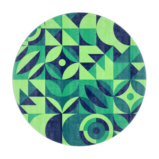 Planche À Découper Fresque géométrique : design vintage moderne. (Devant)