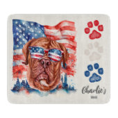 Planche À Découper Frites drôles rouges blanches et bleues pour chien (Devant)