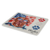 Planche À Découper Frites drôles rouges blanches et bleues pour chien (Coin)